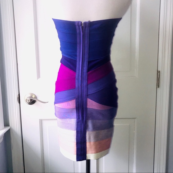 Dresses & Skirts - STRAPLESS OMBREE BANDAGE SEXY DRESS ZIP BACK